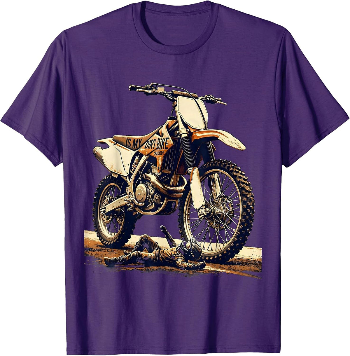 Men's Is My Dirt Bike Cracked Vintage Funny Motocross Dirt Bike T-Shirt - Purple