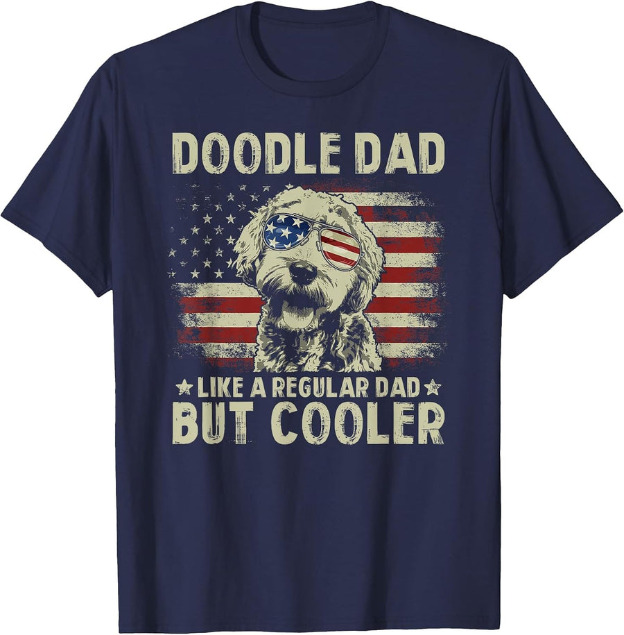 Vintage USA Flag Goldendoodle Doodle Dad Fathers Day Men T-Shirt - Navy Blue