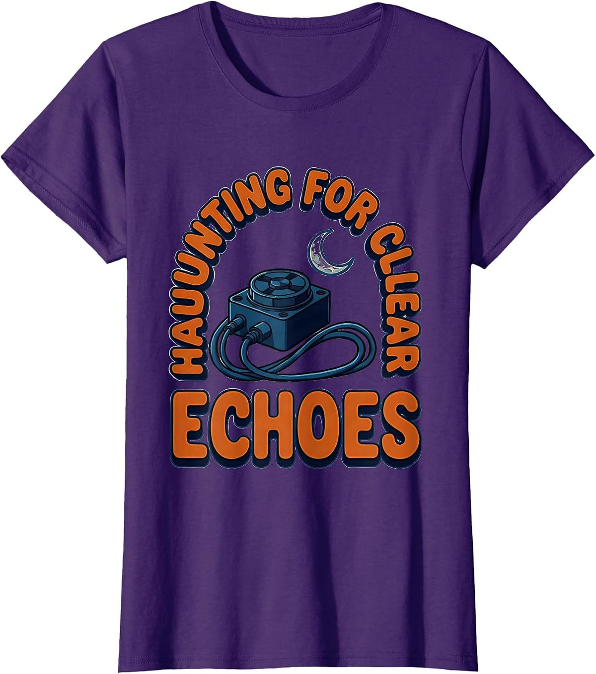 Women's Haunting For Clear Echoes Cartoon Sonographer Halloween T-Shirt - Purple