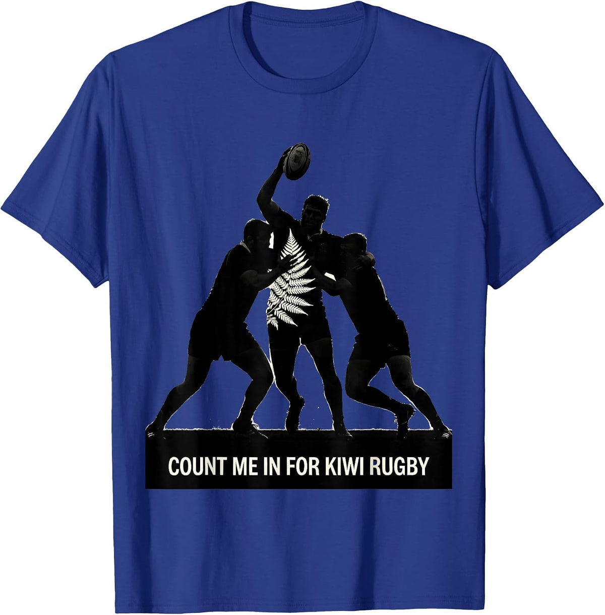 Men's Count Me In For Kiwi Rugby Silhouette Rugby Fan New Zealand T-Shirt - Royal Blue