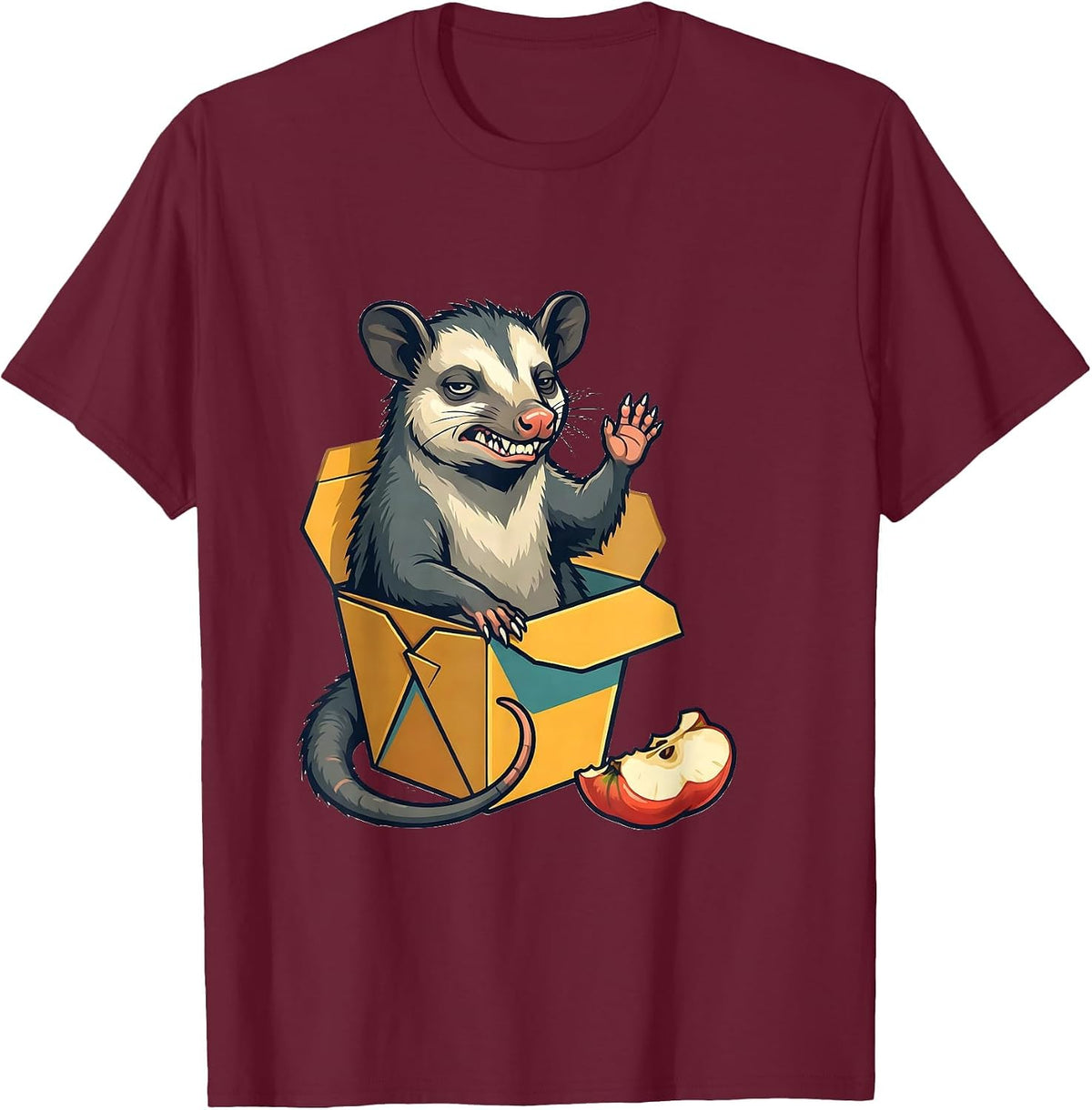 Flat Opossum Deadpan Humor Possum Lover Meme Gift T-Shirt - Burgundy