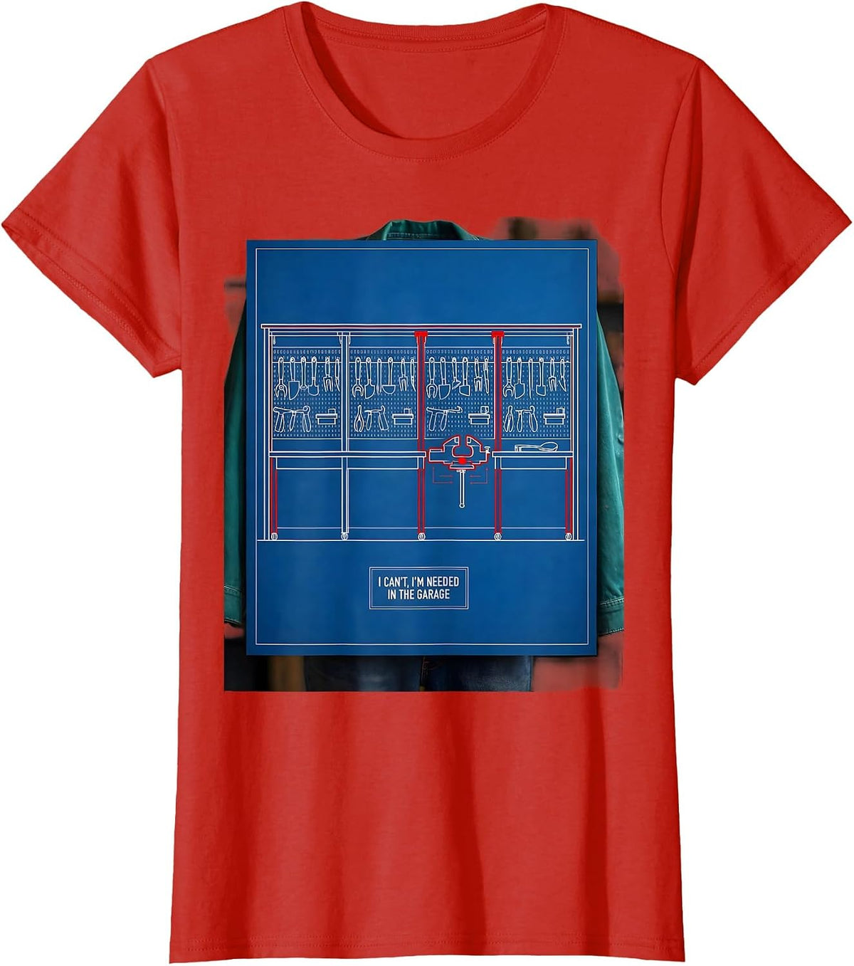 I Can't, I'm Needed In The Garage Funny Mechanic Dad DIY T-Shirt - Red