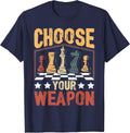 Choose Your Weapon Chess T-Shirt - Navy Blue