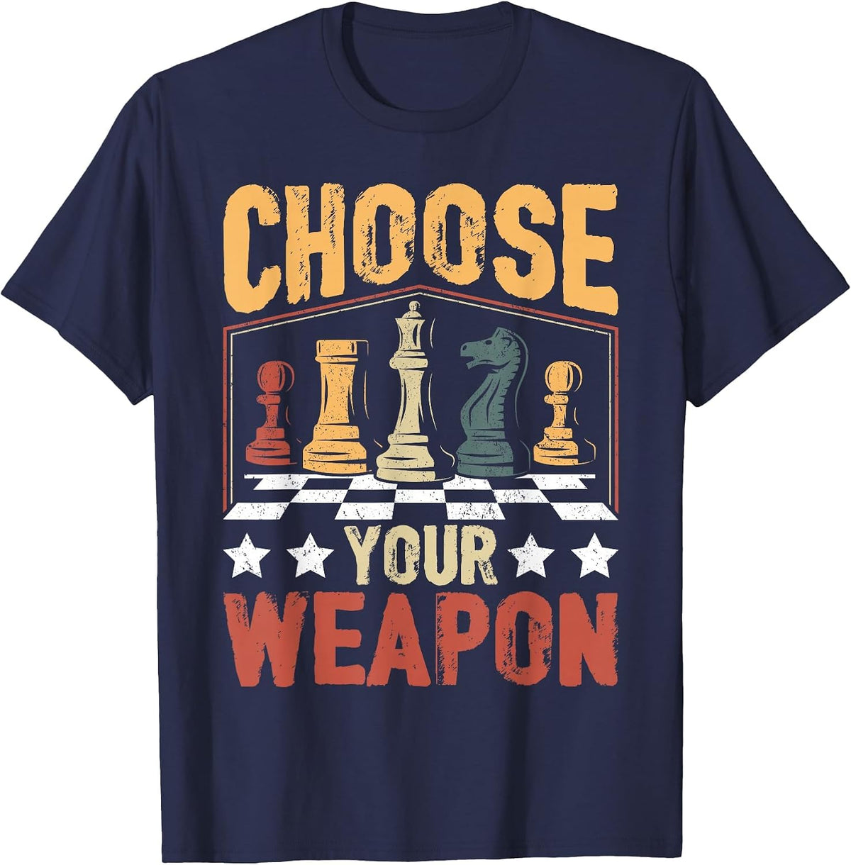 Choose Your Weapon Chess T-Shirt - Navy Blue