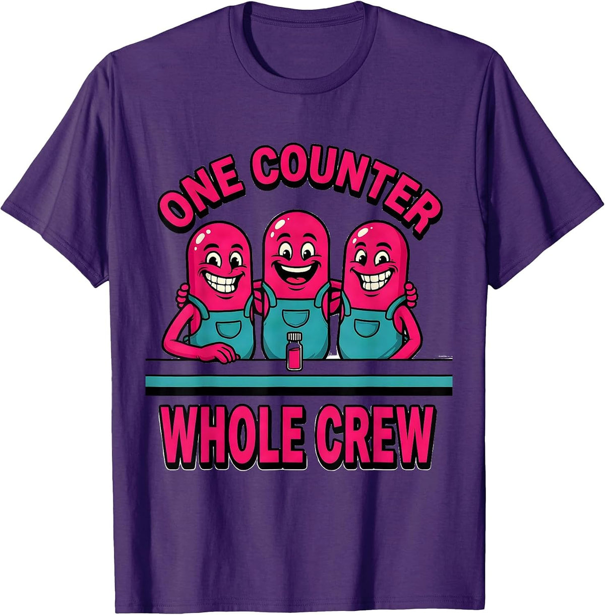 One Counter, Whole Crew Cute Pharmacy Tech Humor Gift T-Shirt - Purple