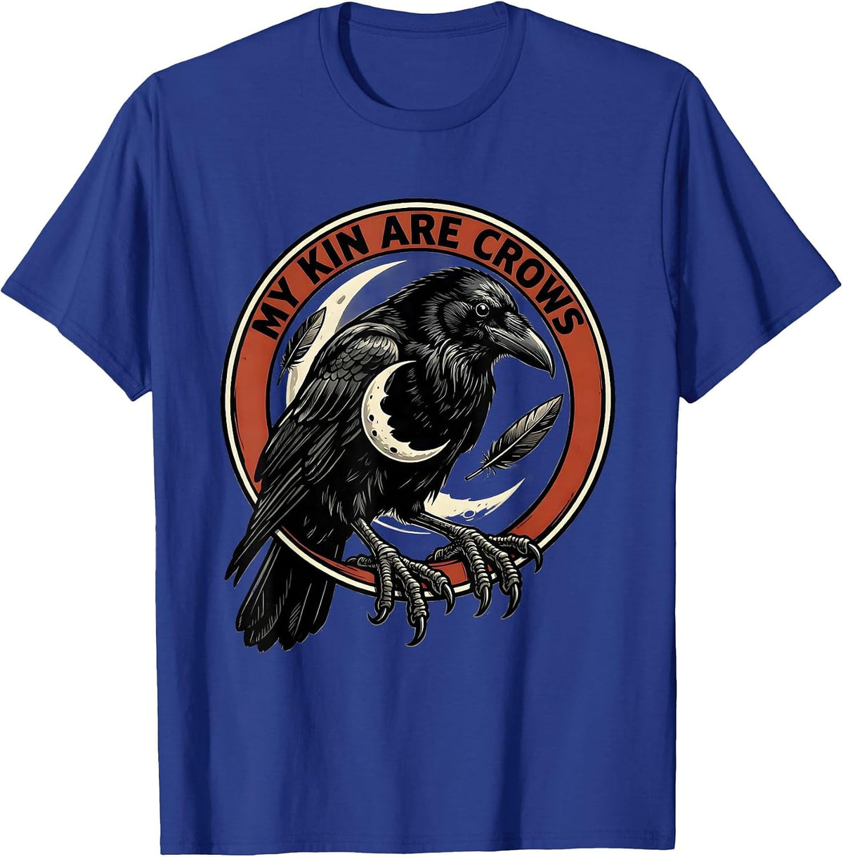 My Kin Are Crows Cartoon Gothic Raven Bird Lover Dark T-Shirt - Royal Blue