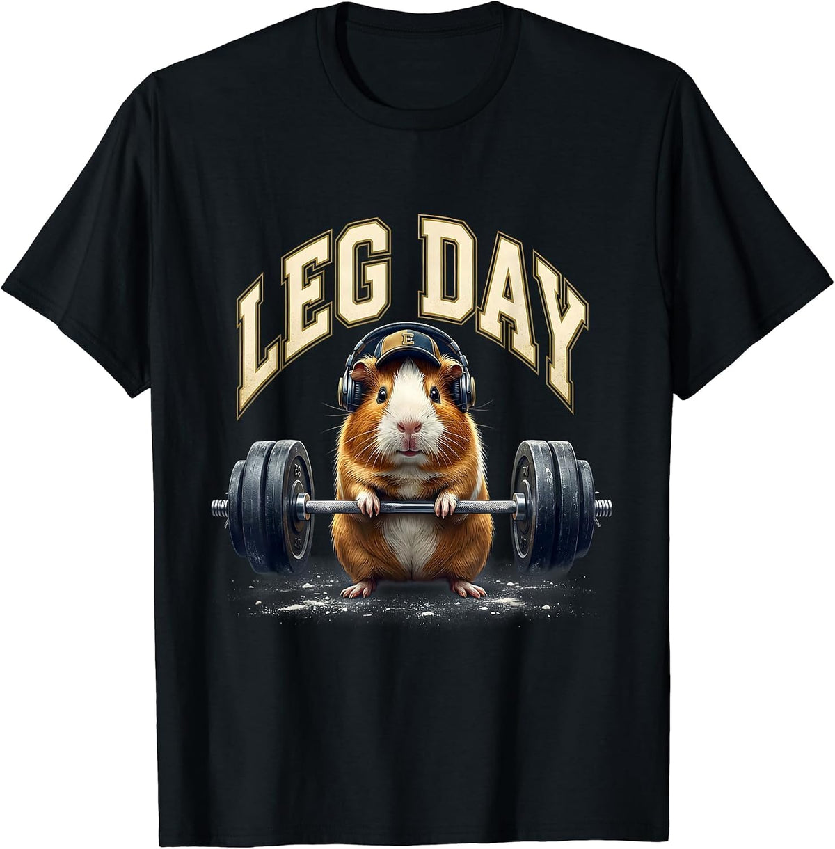 Men's Leg Day Funny Guinea Pig Gym Workout Weightlifting Meme T-Shirt - Black