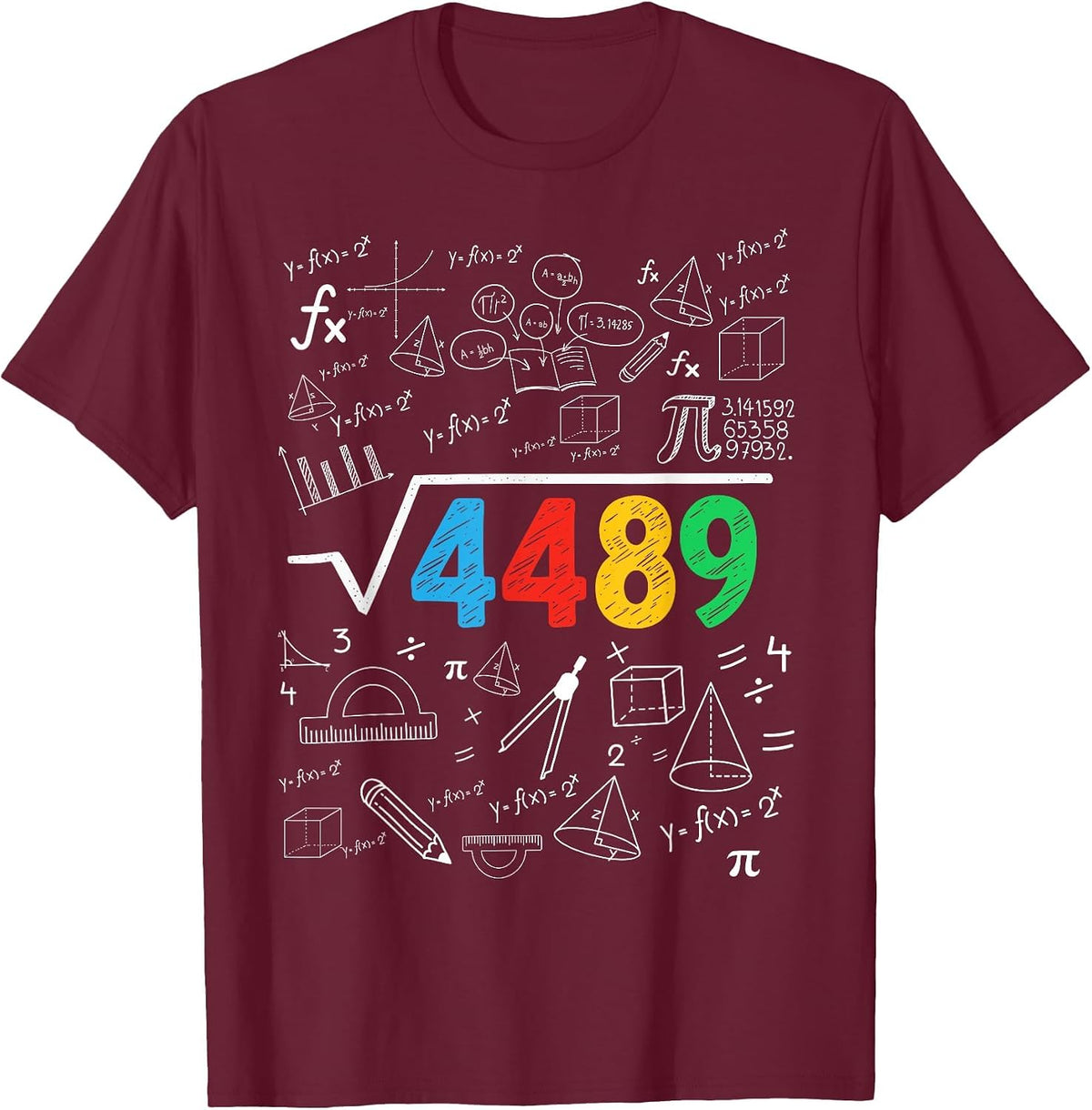 67 Meme Square Root 4489 Slang Six Seven Math Teacher T-Shirt - Burgundy