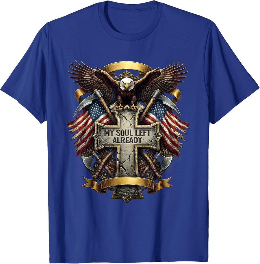My Soul Left Already Dark Goth Design T-Shirt - Royal Blue