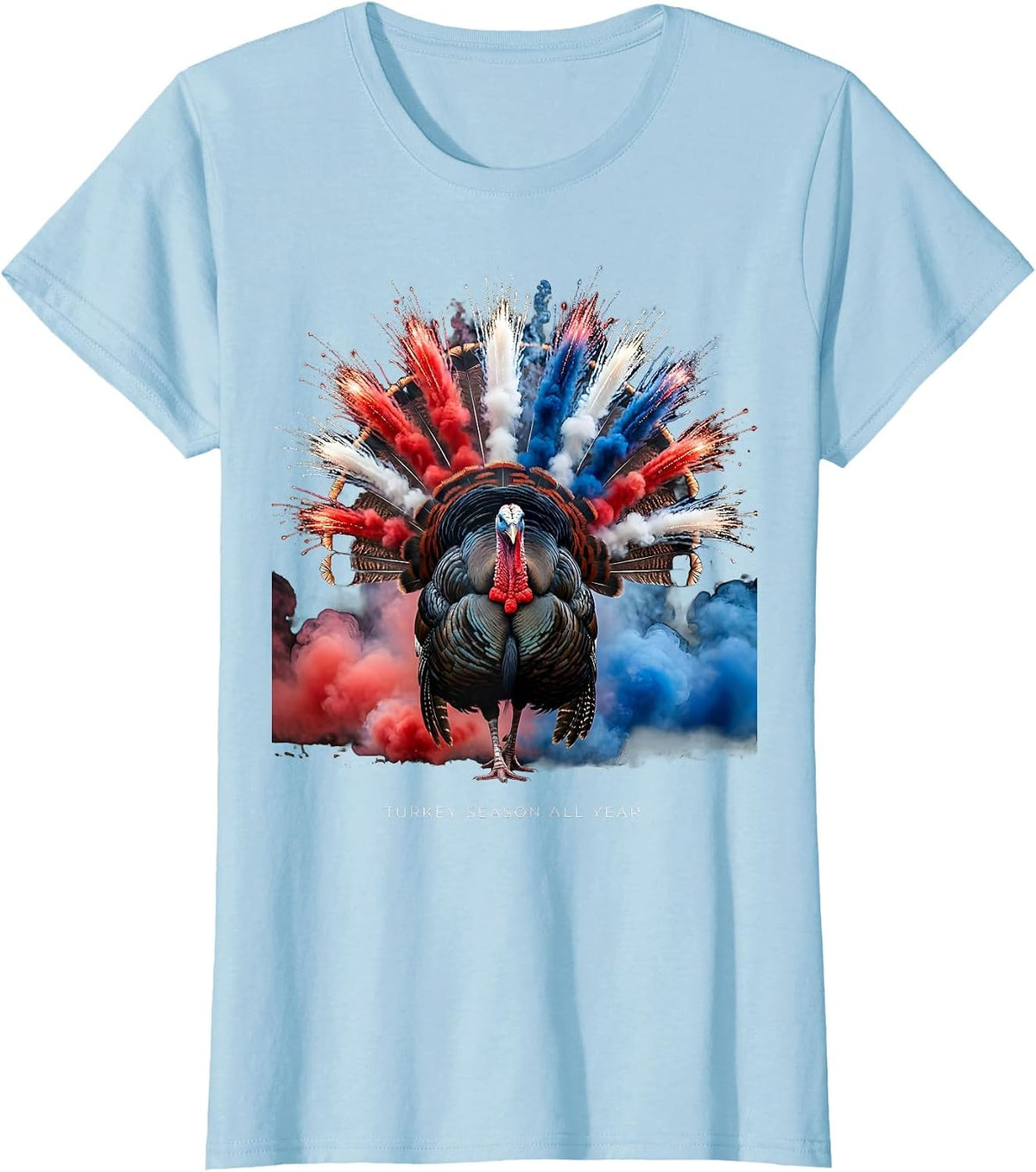 Women's Turkey Season All Year Funny Hunting Design T-Shirt - Baby Blue