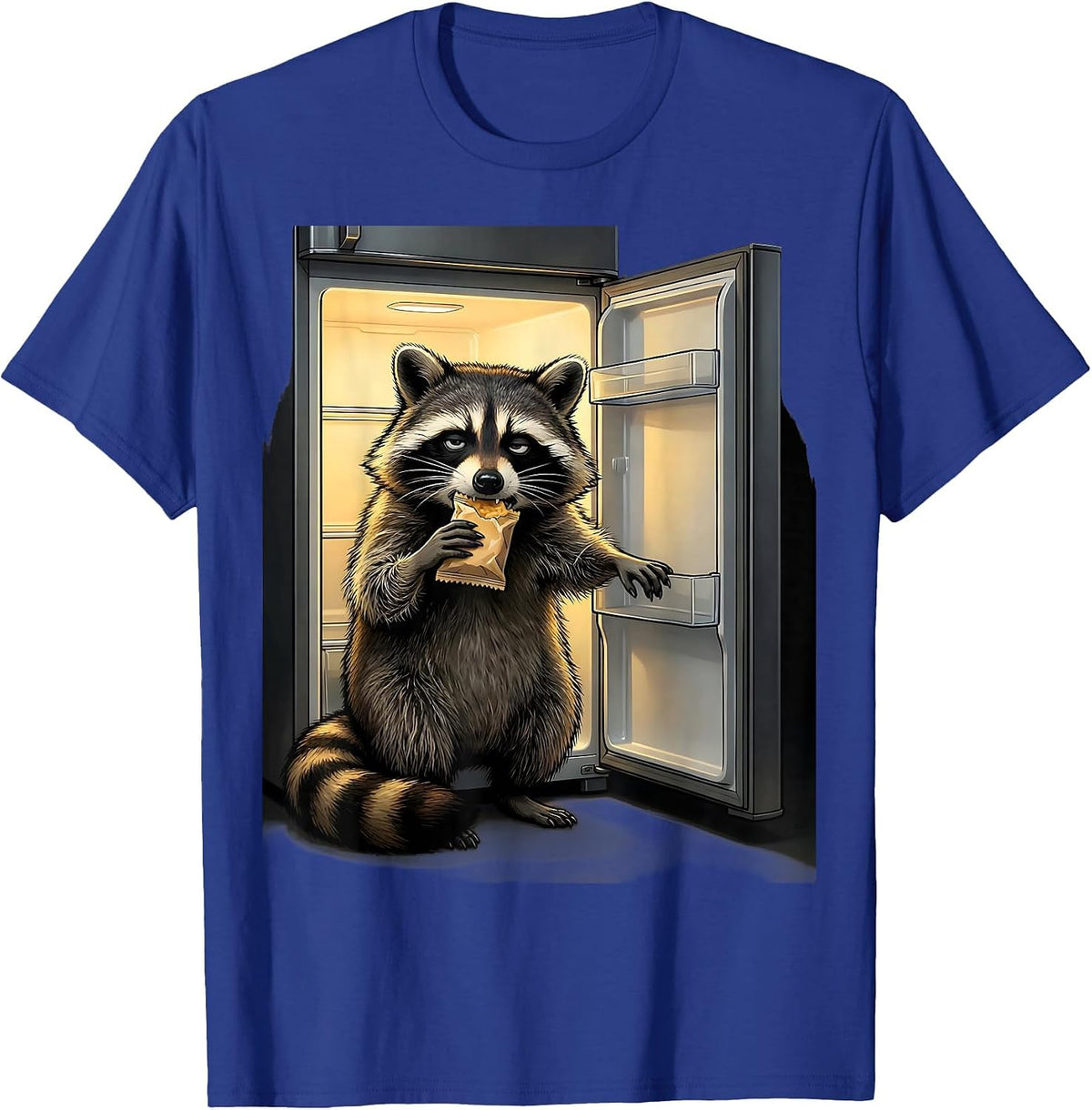 Masked Raccoon Snacking Funny Trash Panda Meme Humor T-Shirt - Royal Blue