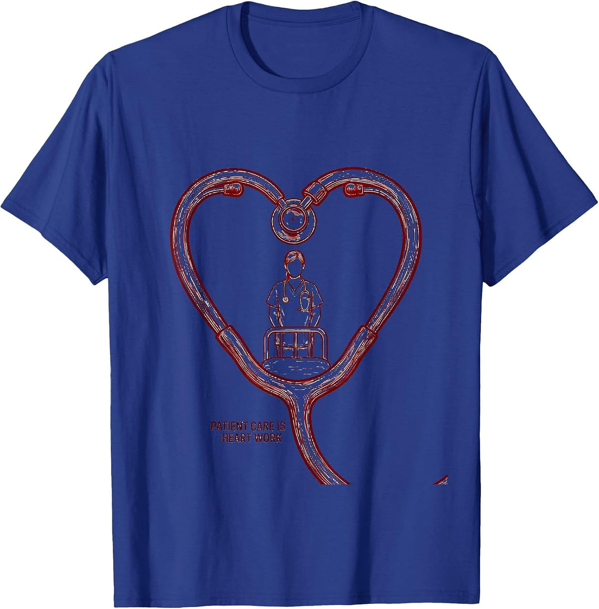 Men's Patient Care Is Heart Work Healthcare Worker Heart Health T-Shirt - Royal Blue