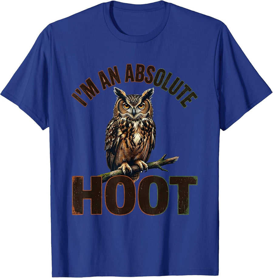 I'm An Absolute Hoot Vintage Owl Lover Retro Bird Humor T-Shirt - Royal Blue