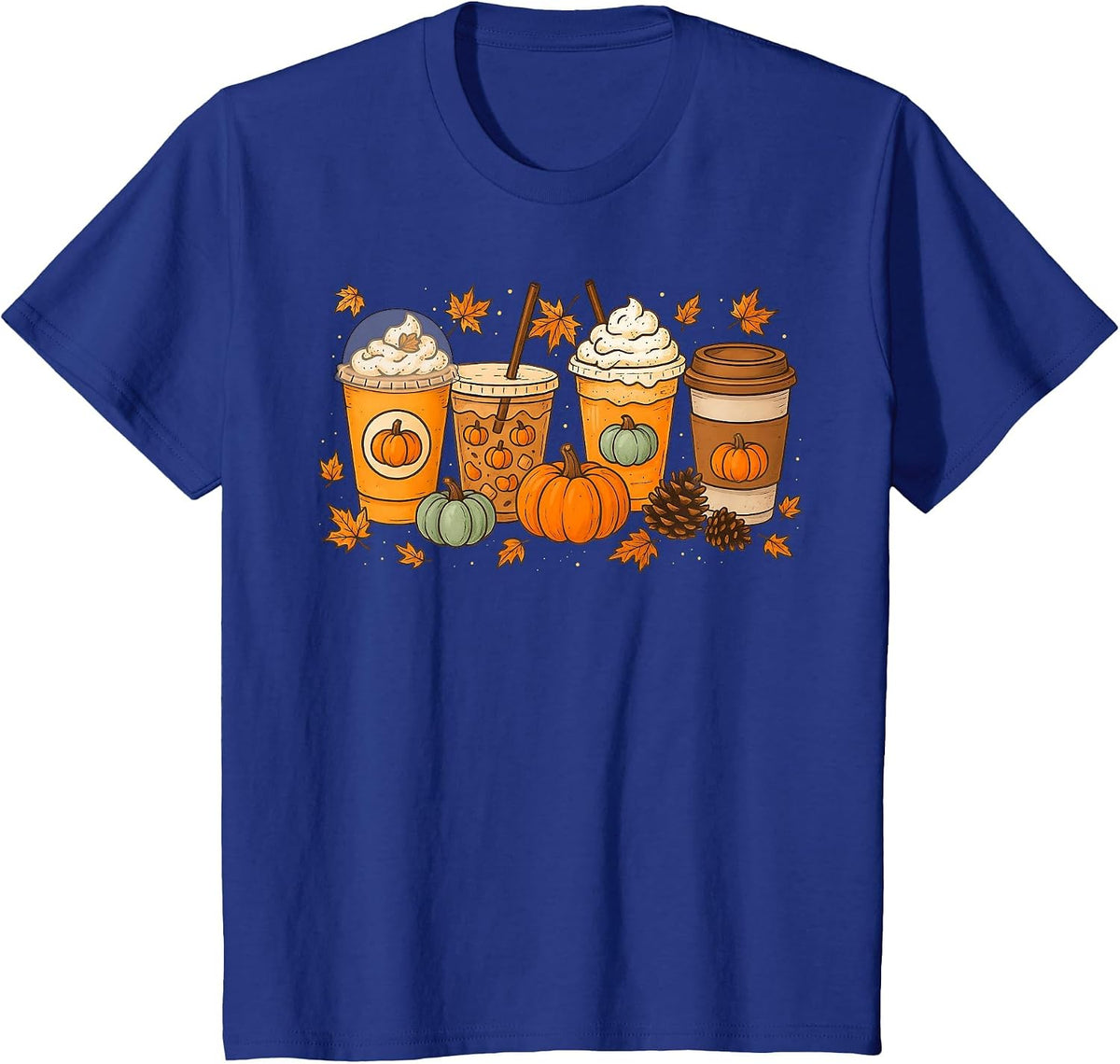 Coffee Pumpkin Latte Spice Coffee Love Fall Season Halloween T-Shirt - Royal Blue
