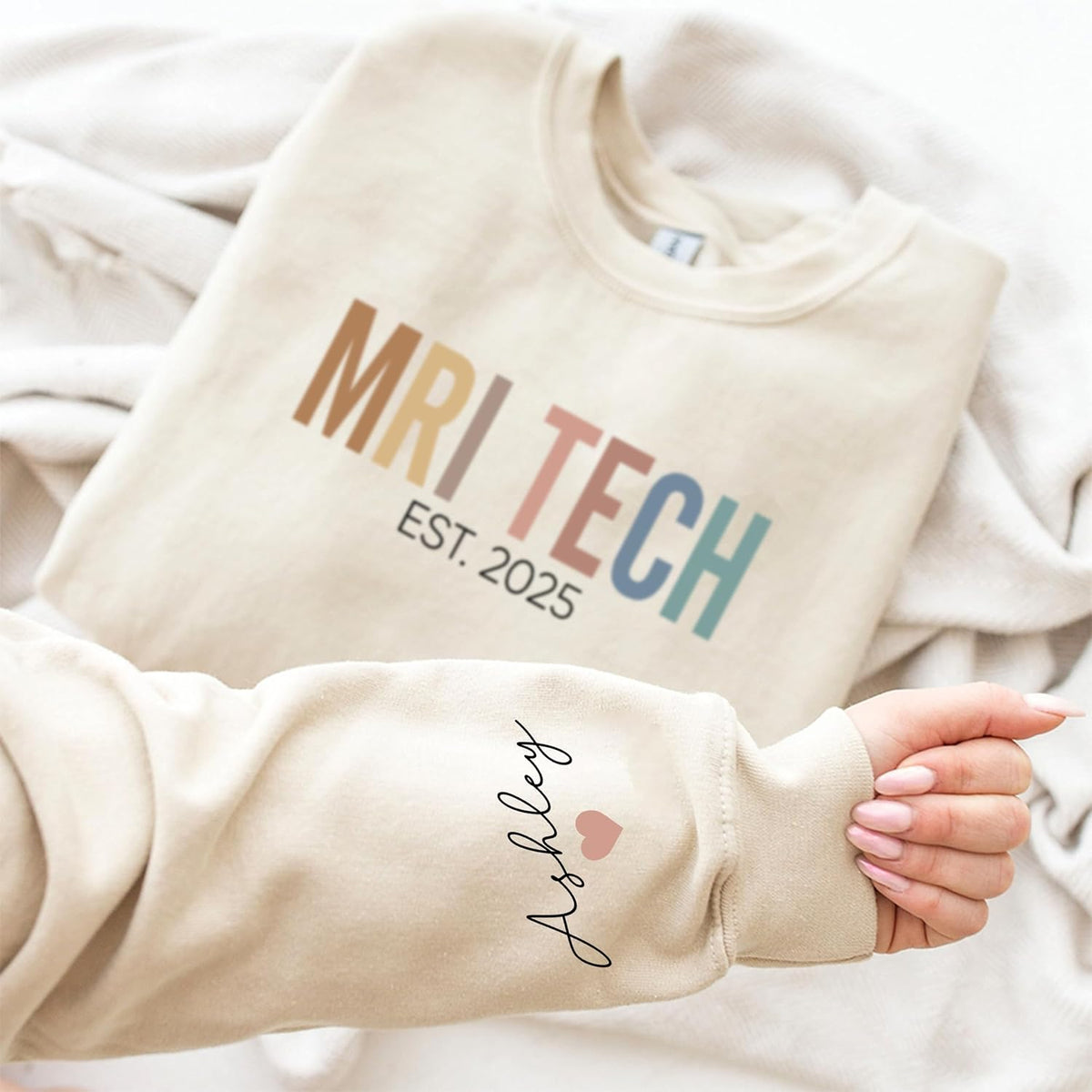 Personalized MRI Tech Sweatshirt, Custom Radiology Shirt, MRI Technician Gift, Gift for Imaging Specialist - size chart