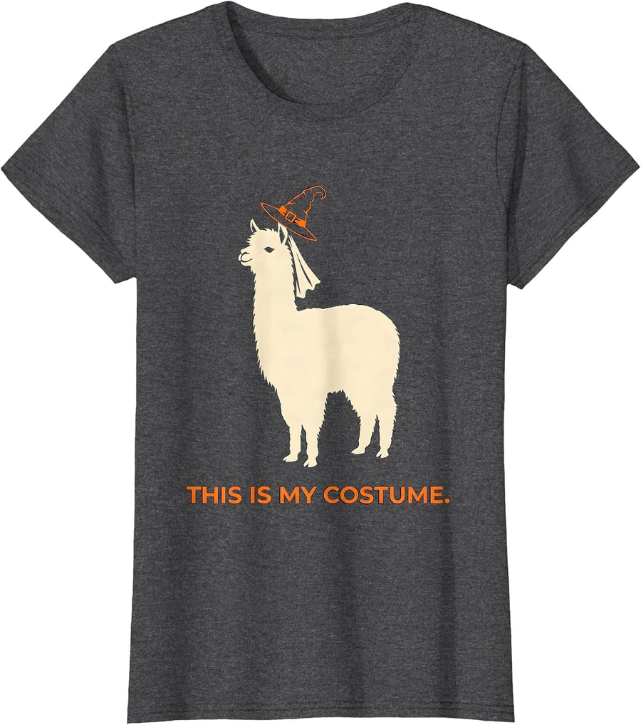 Women's This Is My Costume Funny Llama Halloween Novelty T-Shirt - Dark Heather Grey