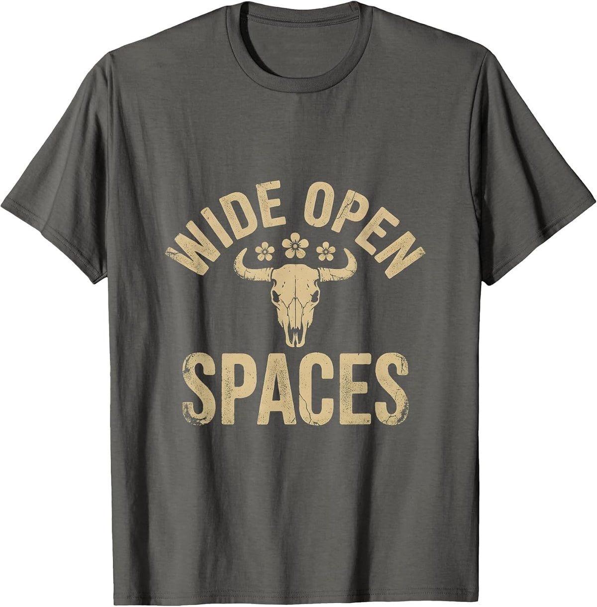 Wide Open Spaces Western Women Graphic Design T-Shirt - Asphalt Grey
