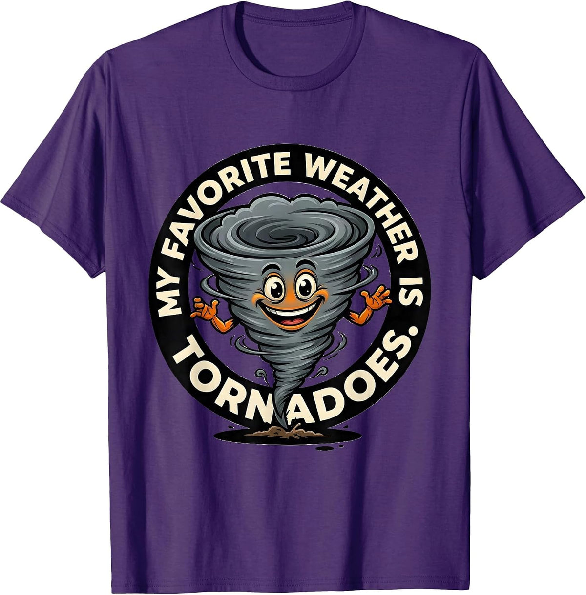 My Favorite Weather Is Tornadoes Cartoon Storm Chaser T-Shirt - Purple