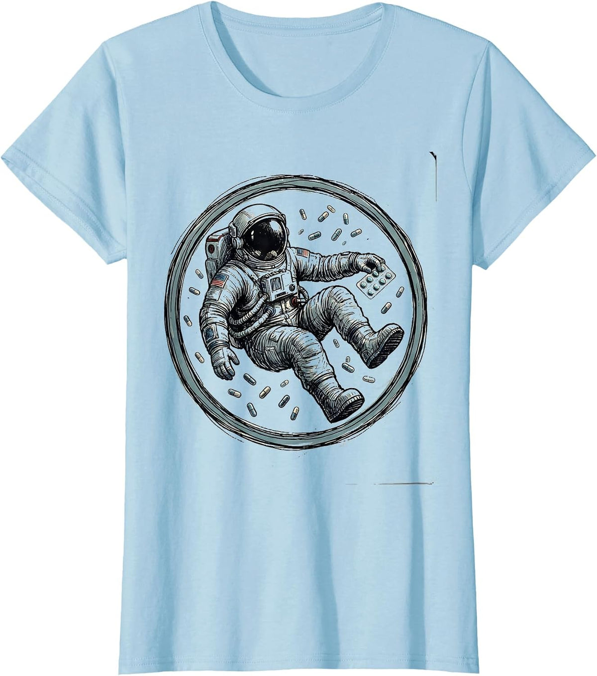 Pharmacy Technician Astronaut Pill Blister Pack T-Shirt - Baby Blue