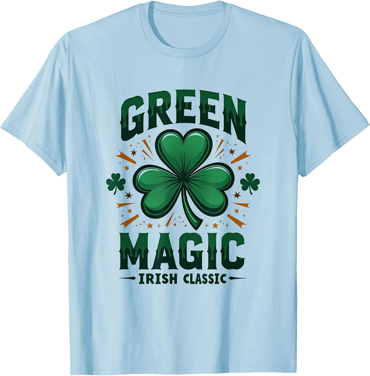 Green Magic Irish Classic St Patrick Design T-Shirt - Baby Blue