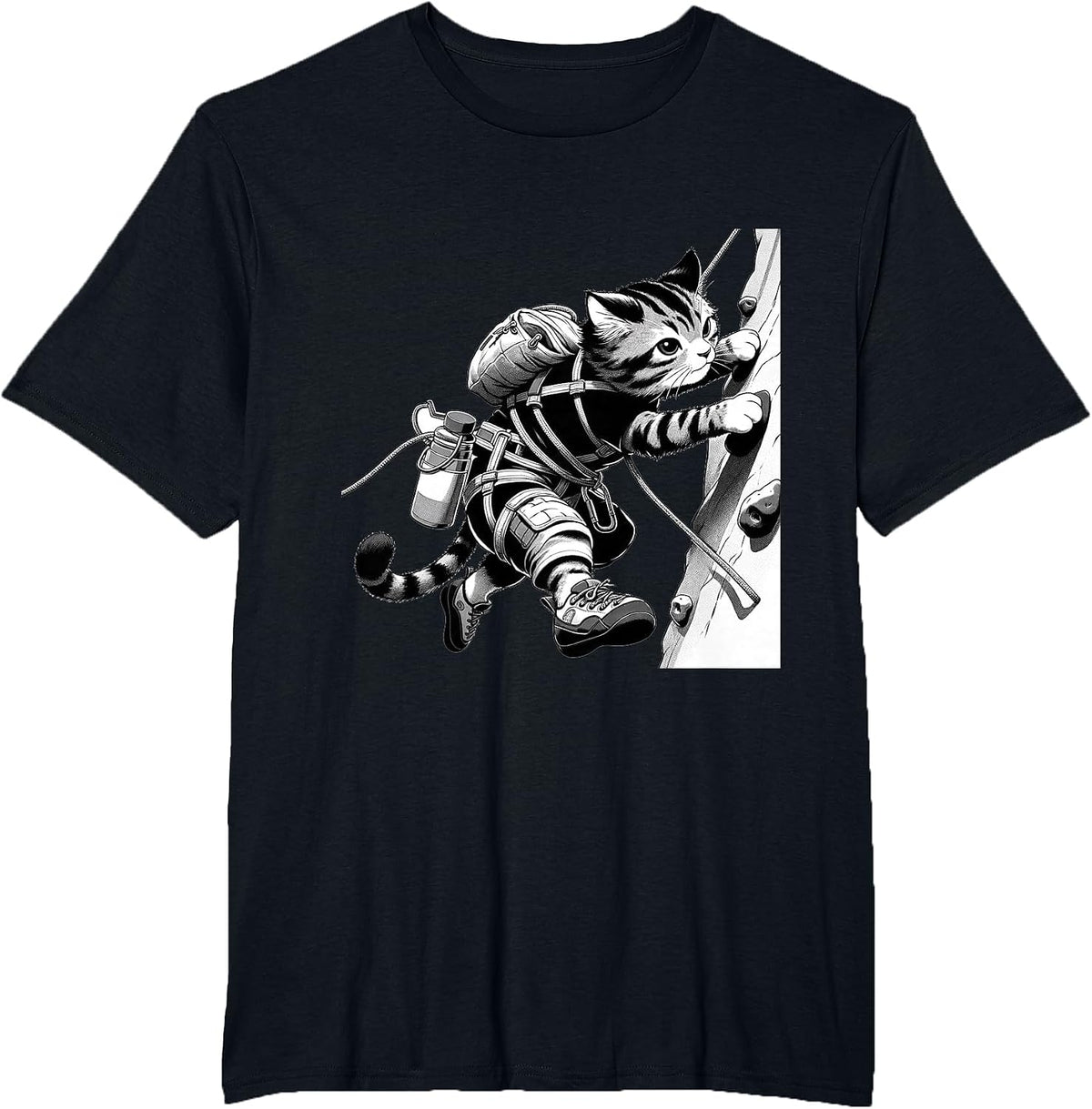 Adventure Cat Rock Climber - Cool Anime Style Climbing T-Shirt - Black