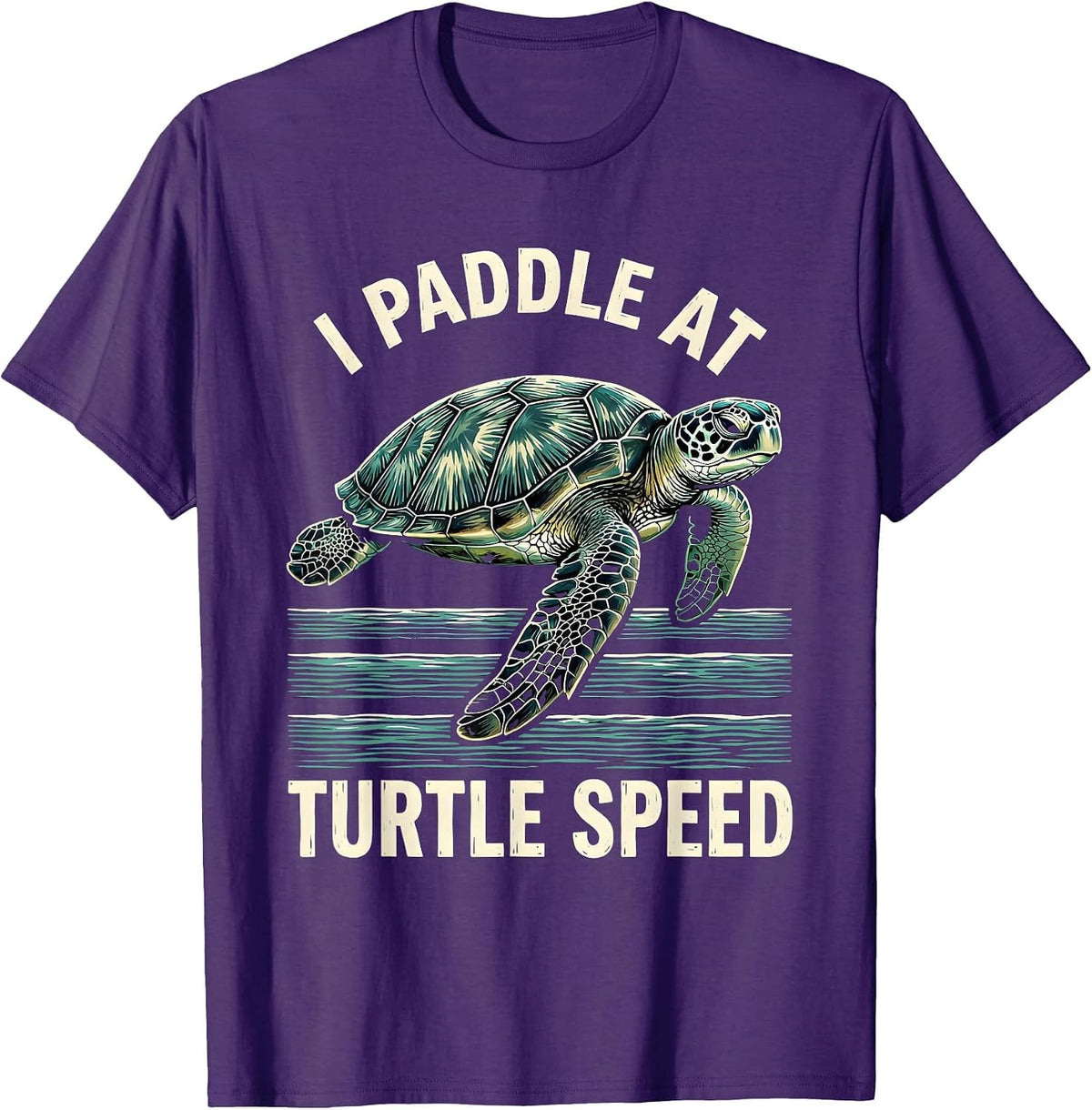 I Paddle At Turtle Speed Woodcut Engraving Sea Turtle Lover T-Shirt - Purple