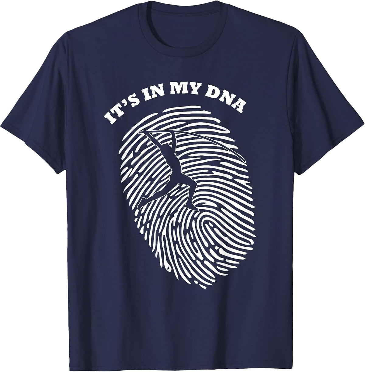 It's in My DNA Pole Vault Vaulter | Fingerprint Fans Retro T-Shirt - Navy Blue