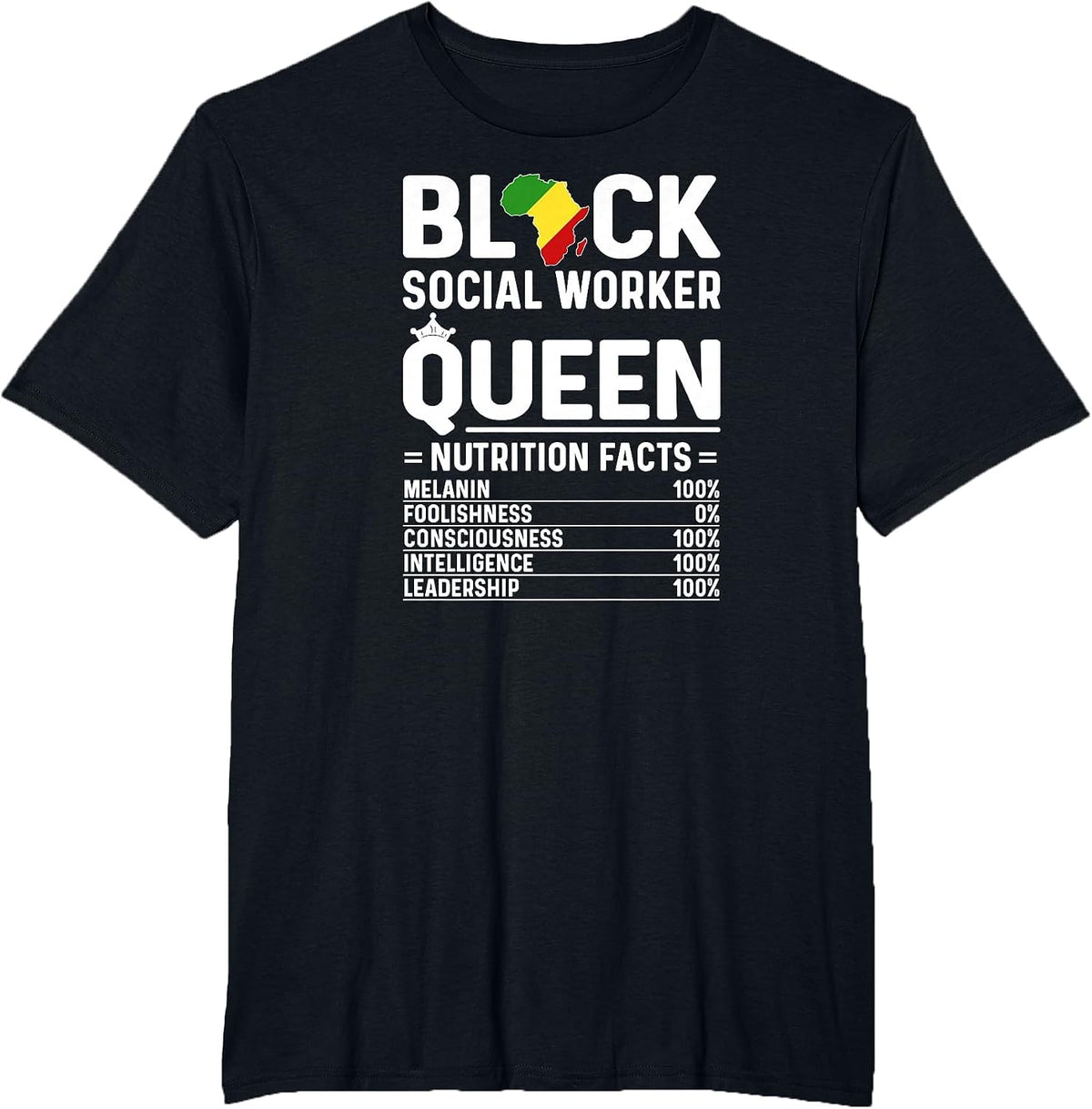 Black Social Worker Queen African American Social Workers T-Shirt - Black
