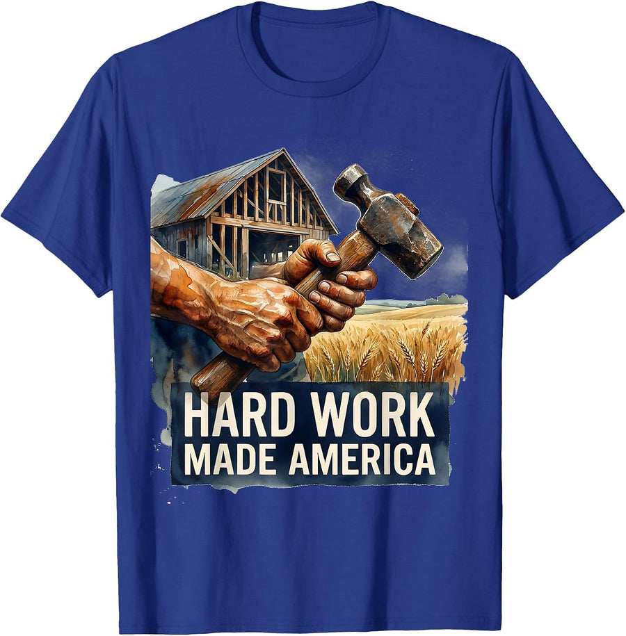 Hard Work Made America Patriotic Design T-Shirt - Royal Blue