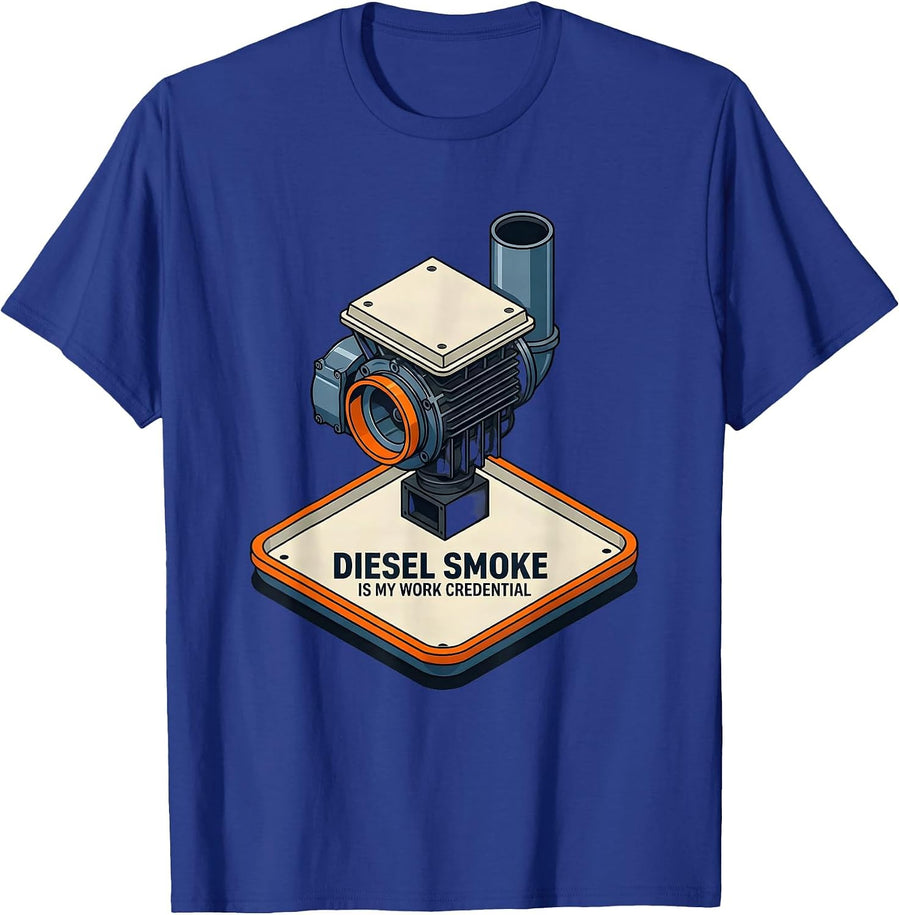 Diesel Smoke Is My Work Credential Funny Diesel Mechanic T-Shirt - Royal Blue