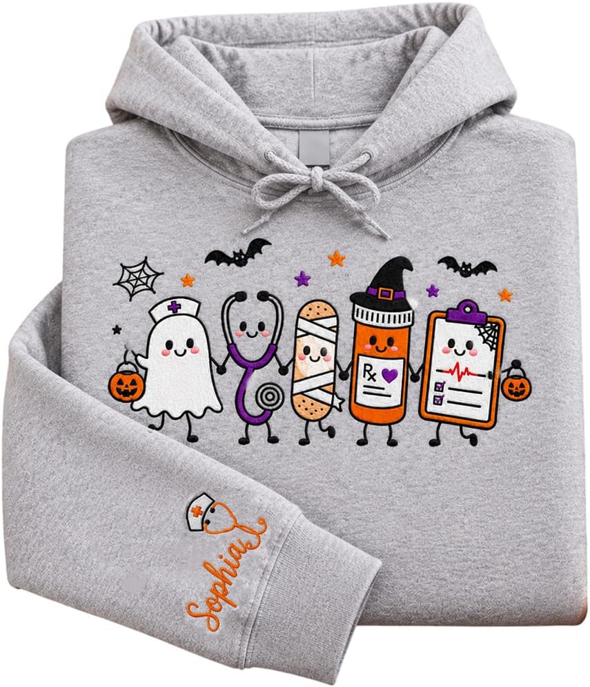 IZI POD Personalized Embroidered Nurse Sweatshirt, Embroidered for Nurse Zip Sweatshirt, Gift for Women, RN LPN APRN CNA -