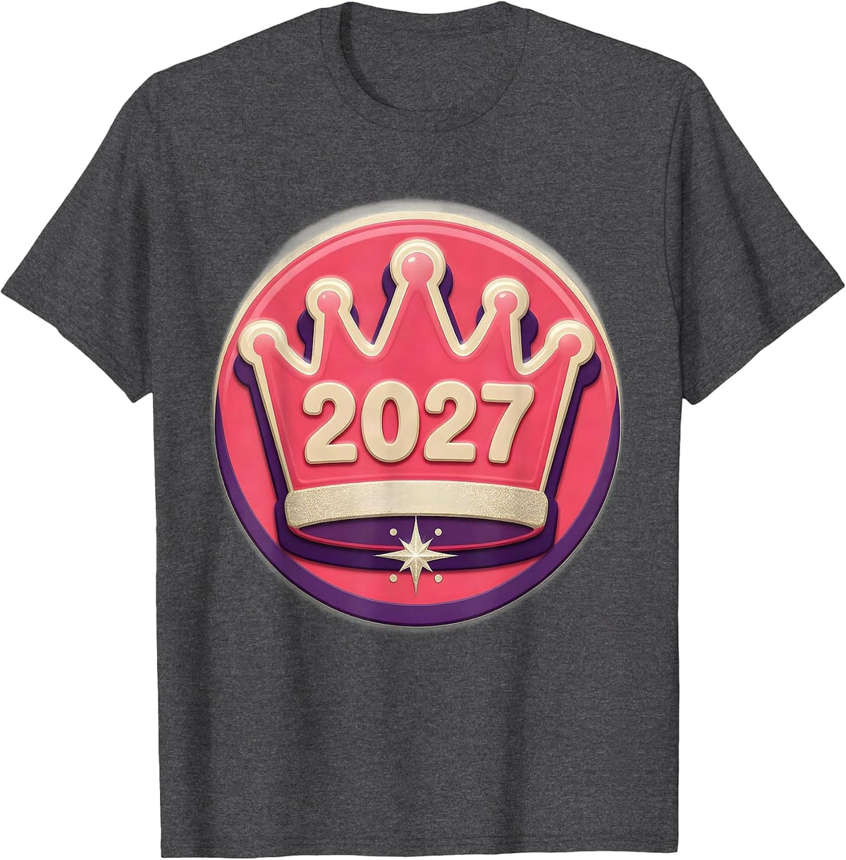 Rounded Party Crown 2027 Gummy Jelly Pop Girls New Year T-Shirt - Dark Heather Grey