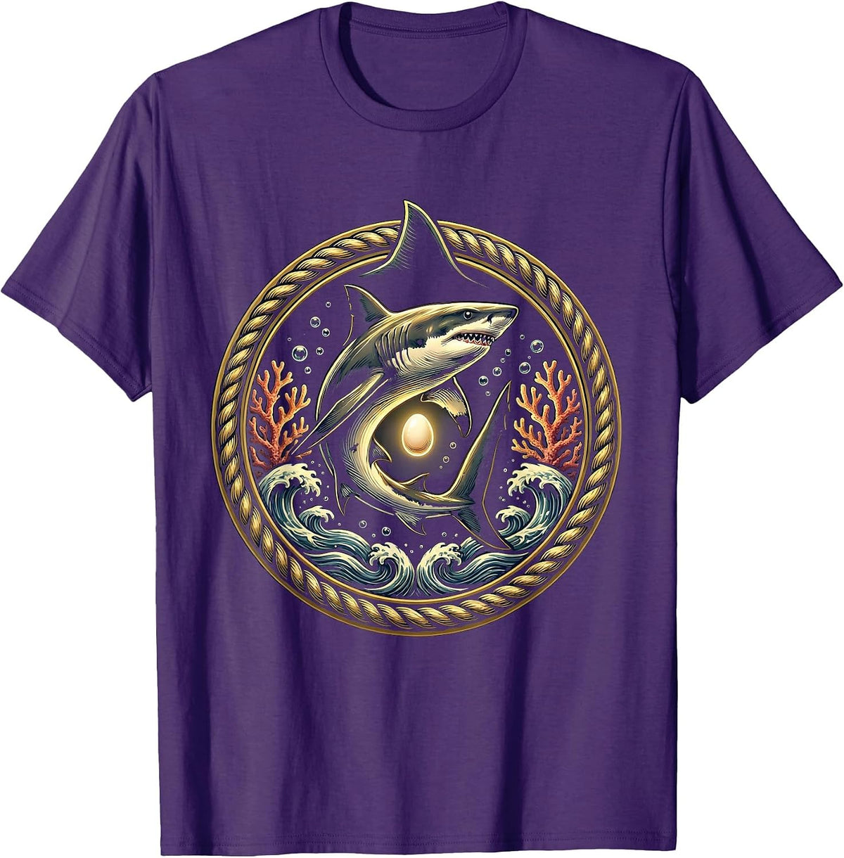 Men's Mommy Shark Glowing Deep Sea Protector T-Shirt - Purple