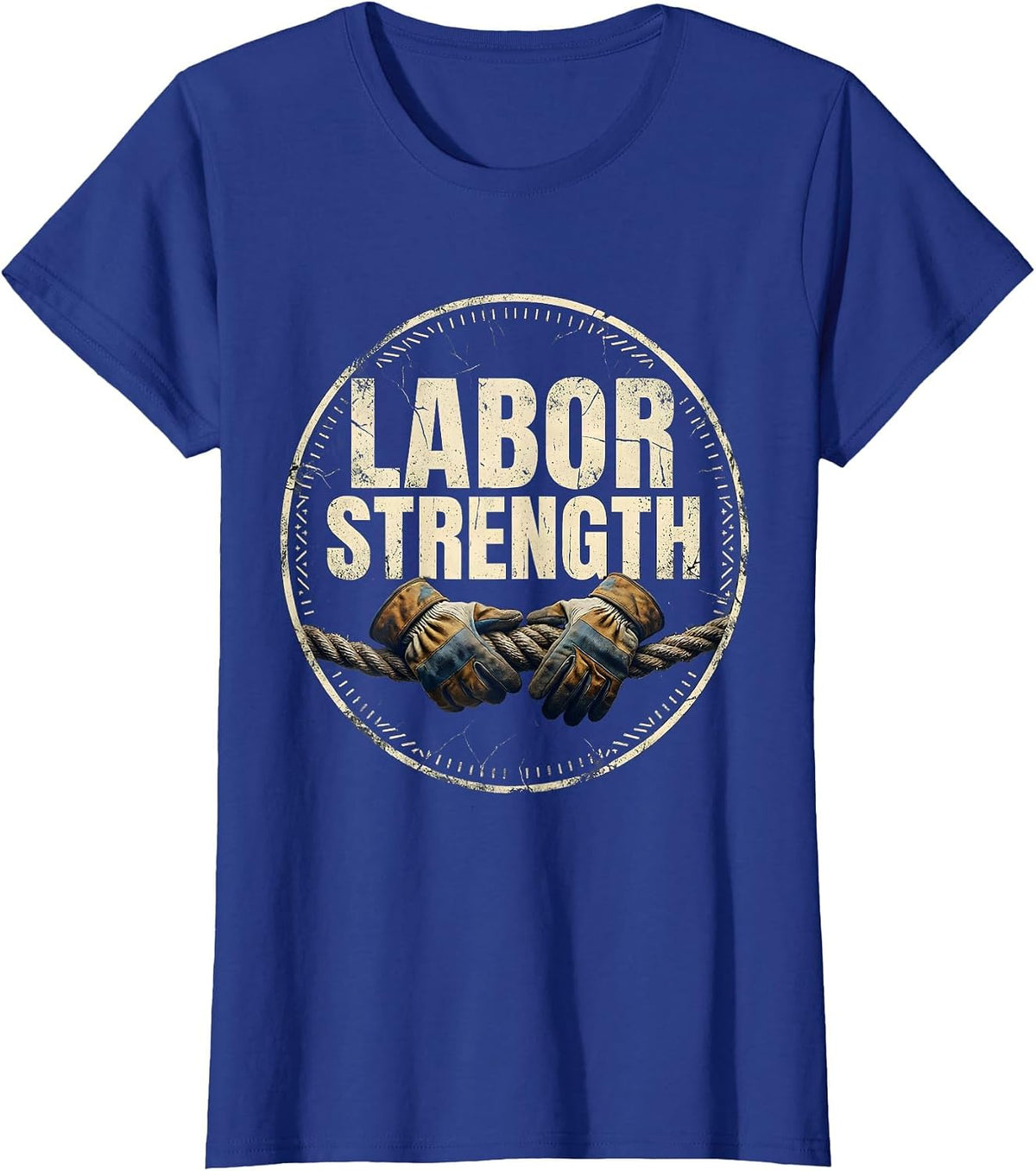 Women's Labor Strength Distressed Union Worker Solidarity Pride T-Shirt - Royal Blue