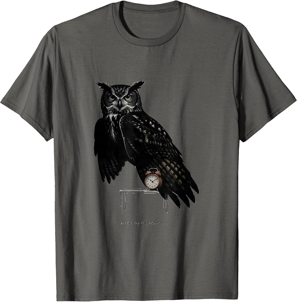 Men's Sorry, I Was Watching An Owl Retro Forest Wildlife Nature T-Shirt - Asphalt Grey