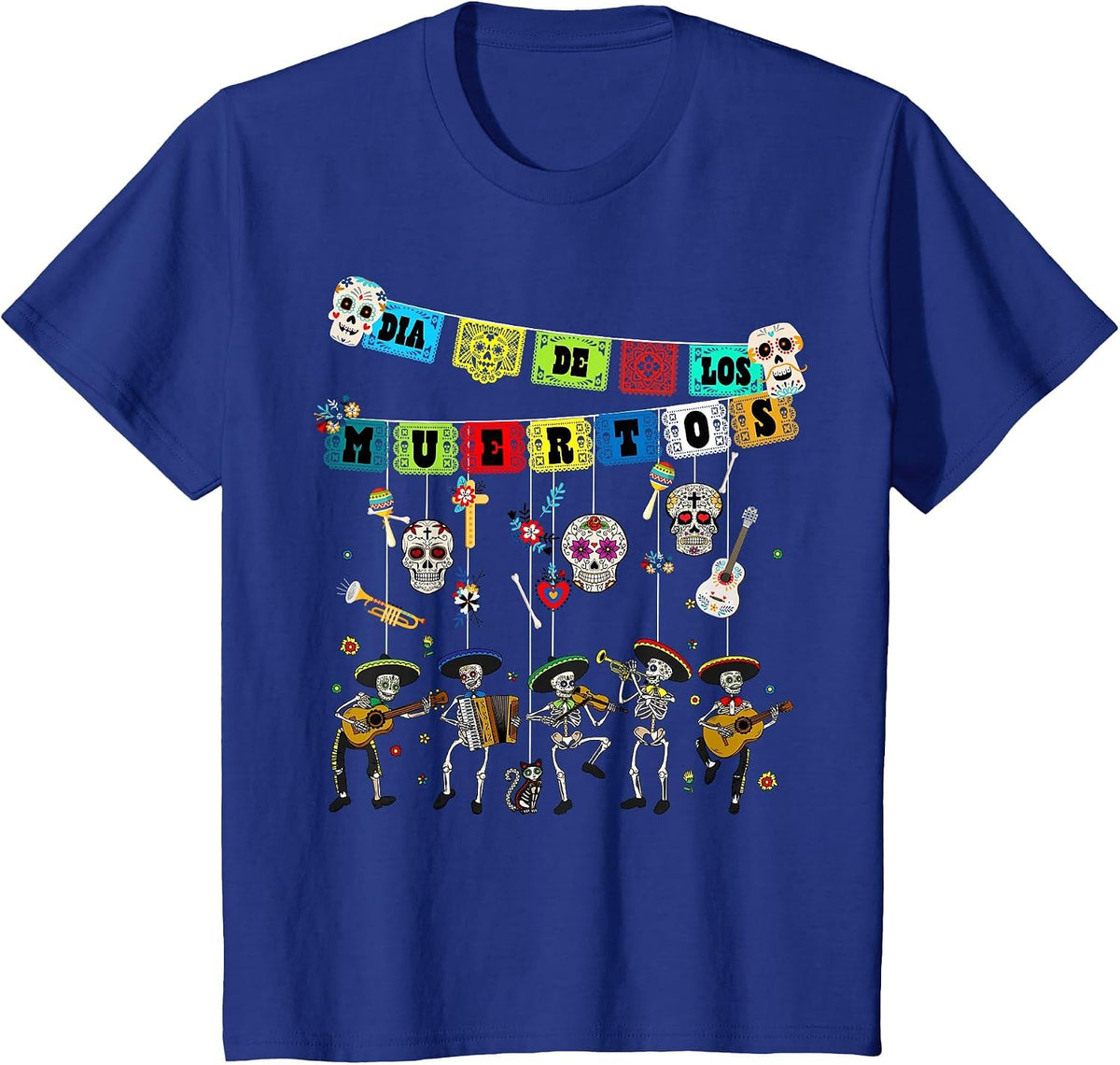 Dia De Los Muertos Day of the Dead Funny Skull Dancing T-Shirt - Royal Blue