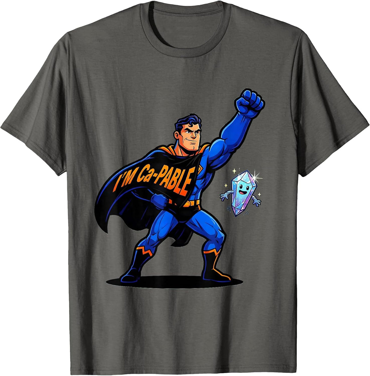 Men's I'm Ca-pable Cartoon Chemistry Pun Science Teacher Gift T-Shirt - Asphalt Grey