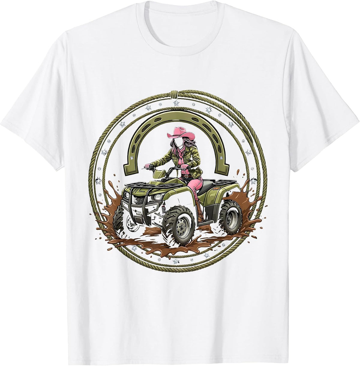 Men's Camo Jacket ATV Mud Rider Graphic Tee T-Shirt - White