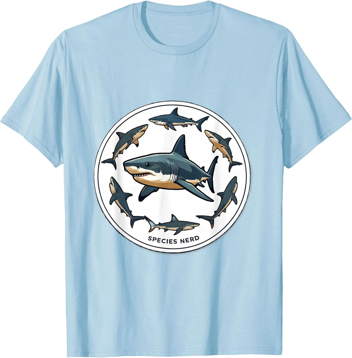 Men's Species Nerd Funny Shark Lover Marine Biology Ocean Wildlife T-Shirt - Baby Blue