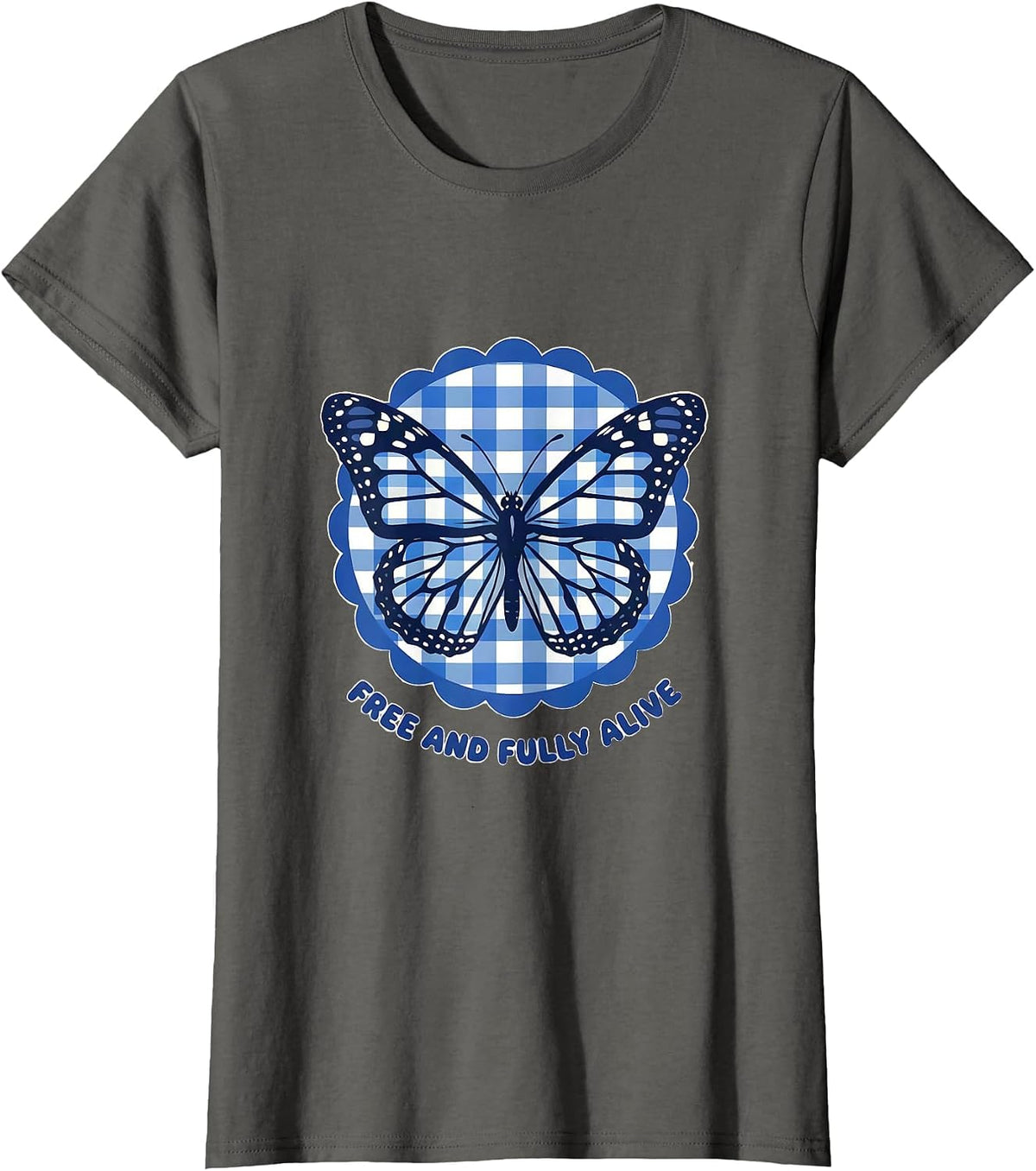 Women's Free and Fully Alive Live Free Graphic Design T-Shirt - Asphalt Grey