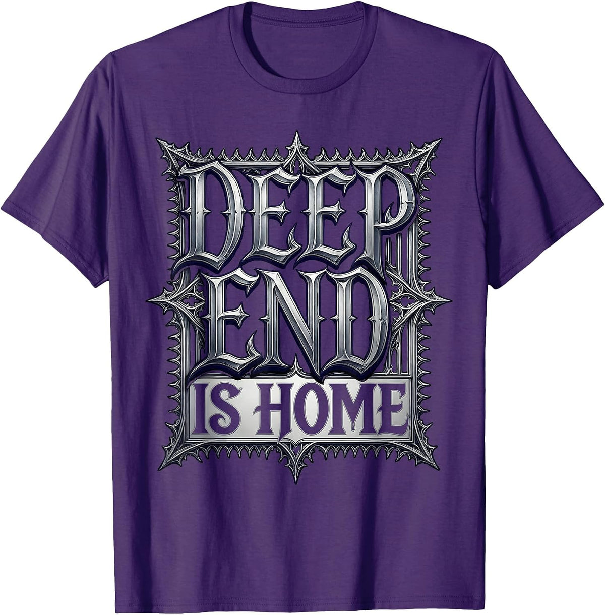 Deep End Is Home Shark Graphic Design T-Shirt - Purple