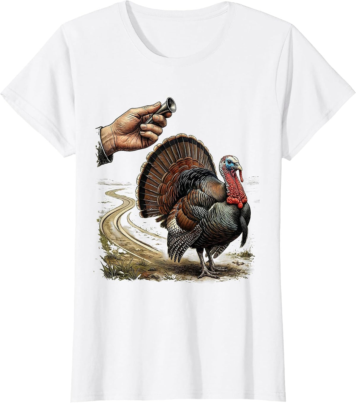 Hand Call Turkey Hunter Vintage Hunting Gift T-Shirt - White