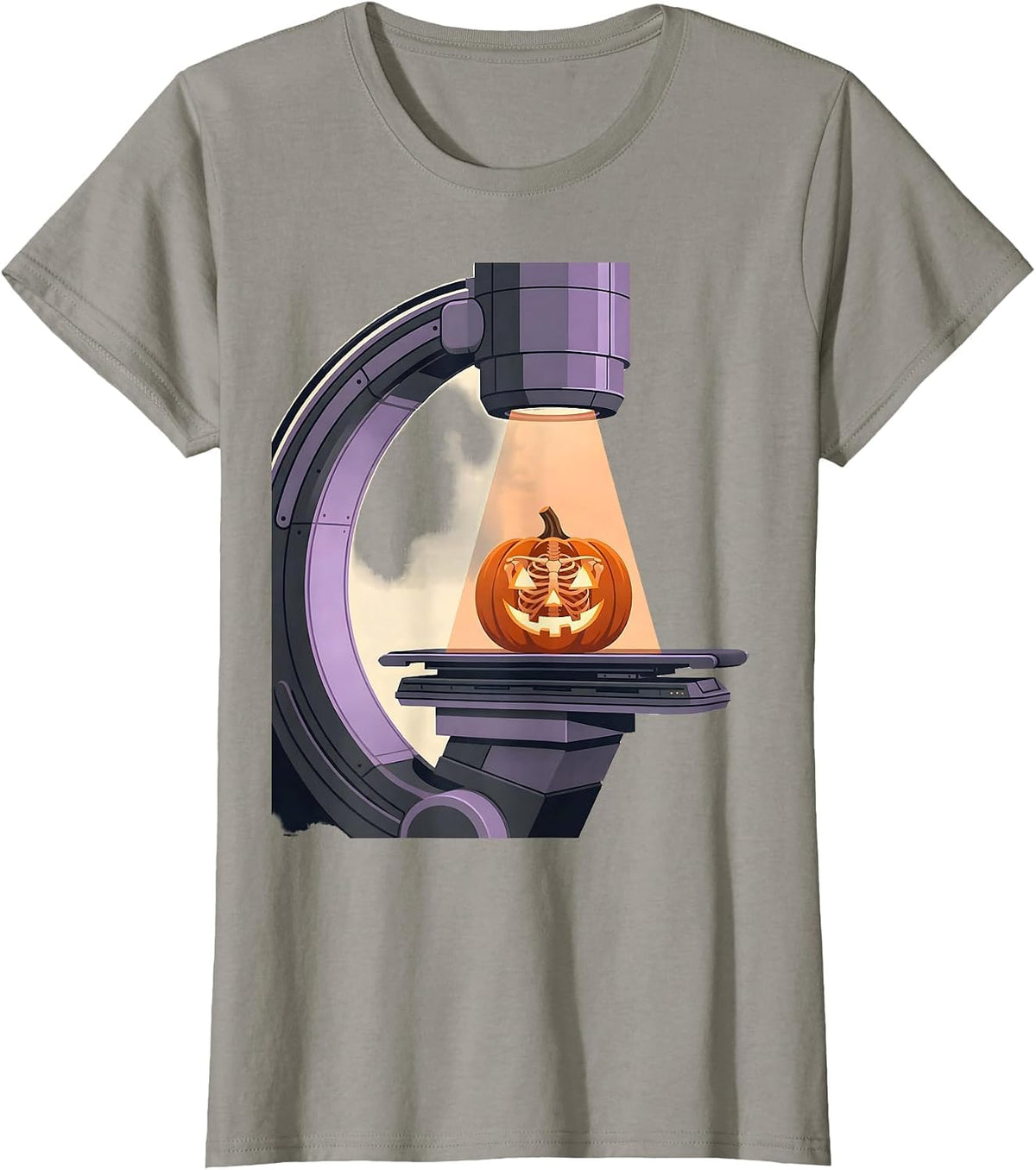 Women's C-Arm Halloween Radiology Tech Ghost Skeleton T-Shirt - Slate Grey
