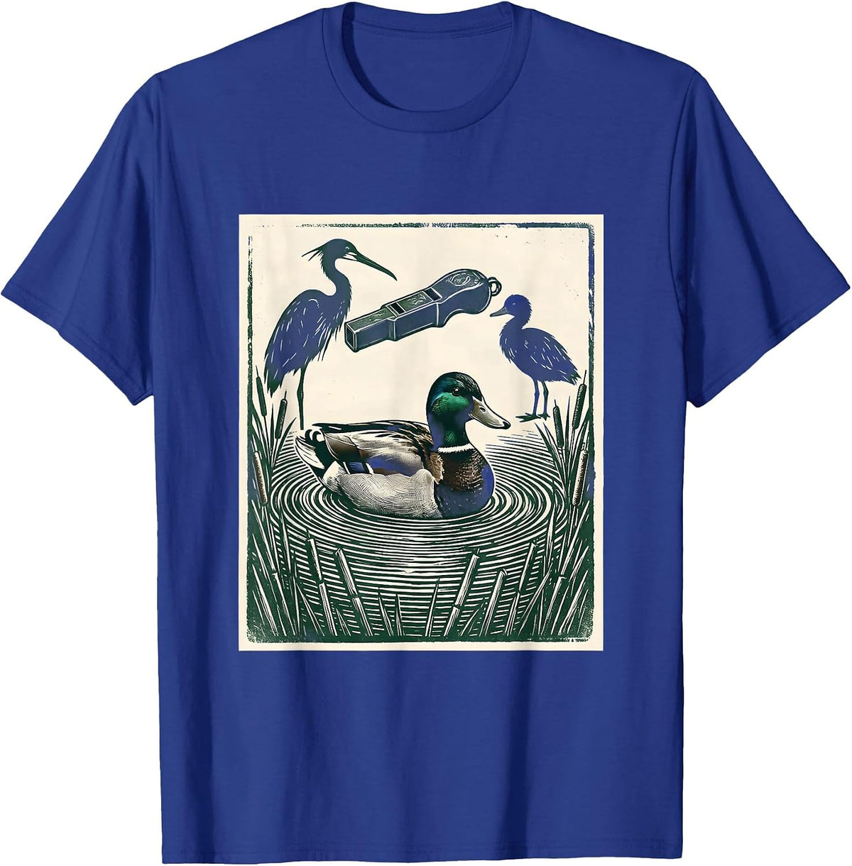 Men's Duck Call Bridge Rubber Stamp Duck Hunter Dad Gift T-Shirt - Royal Blue