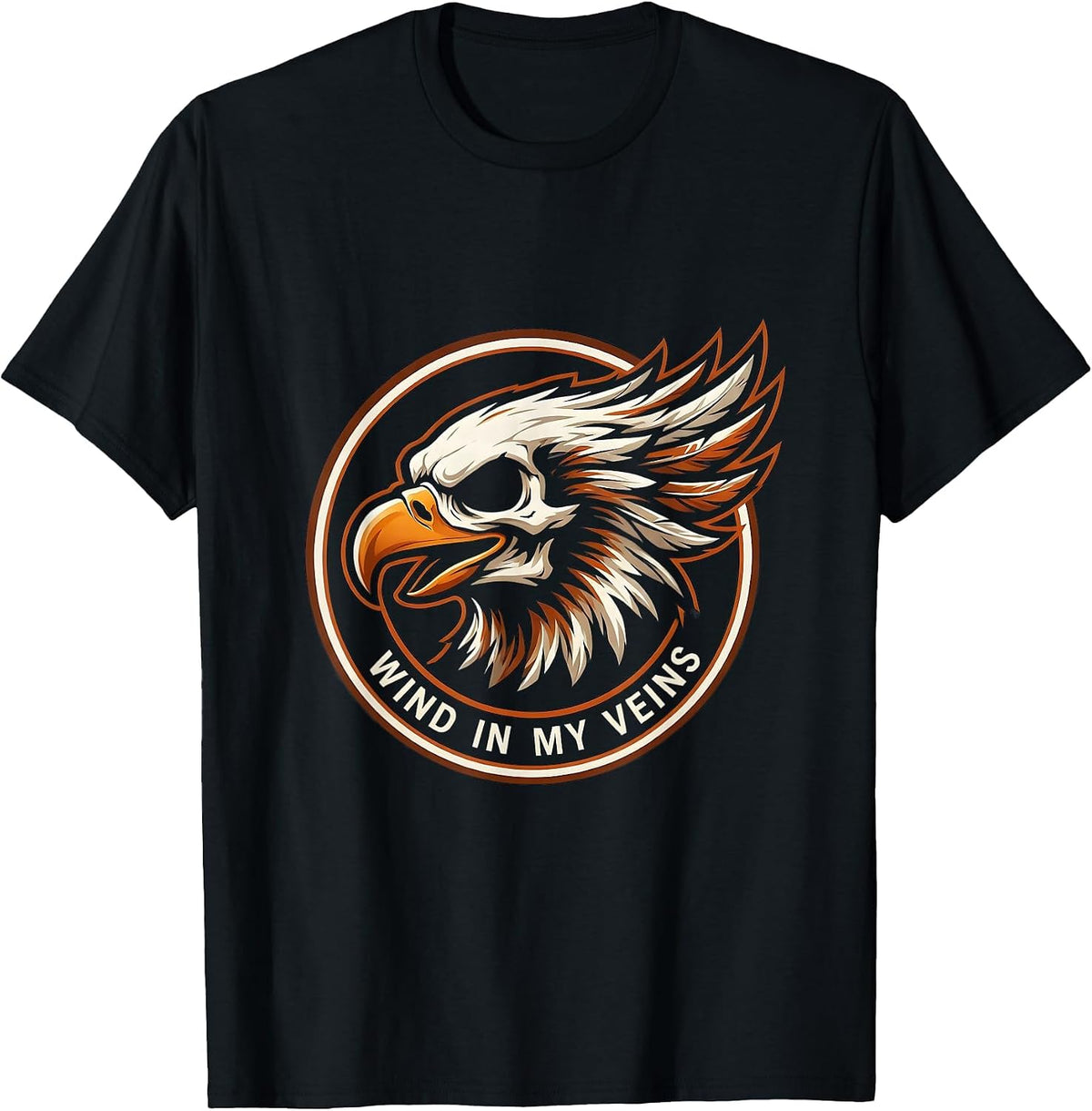 Men's Wind In My Veins Biker Graphic Design T-Shirt - Black
