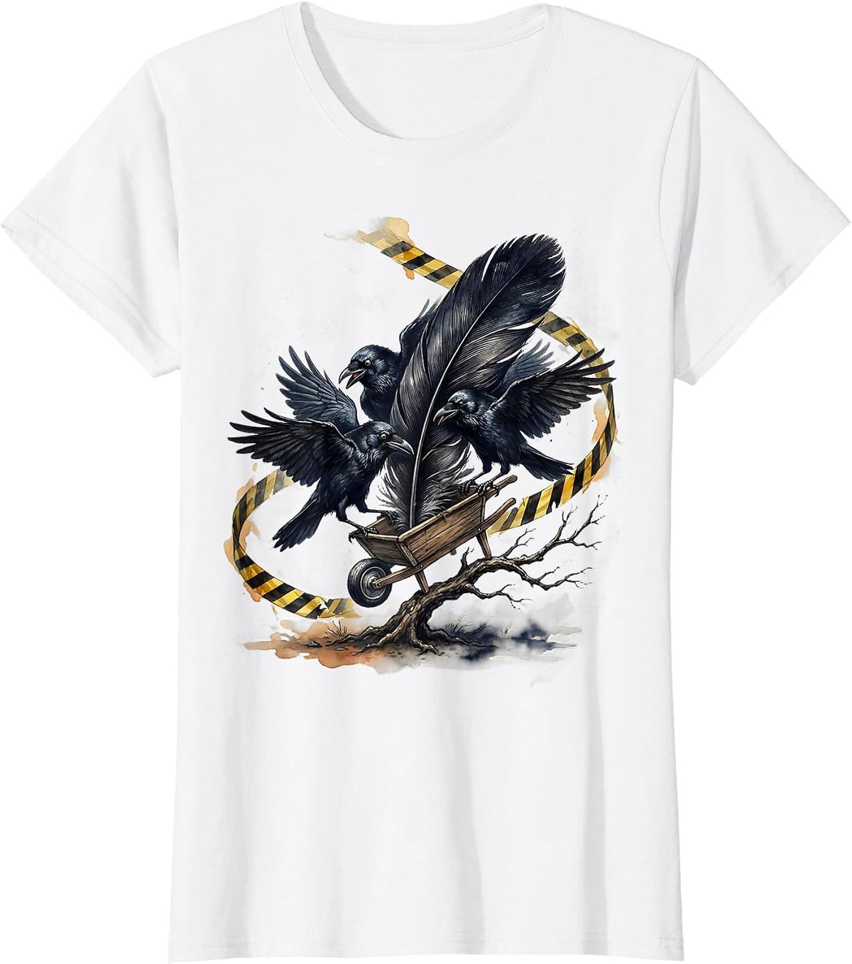 Crow Murder Pun Gothic Bird Lover Dark Humor T-Shirt - White