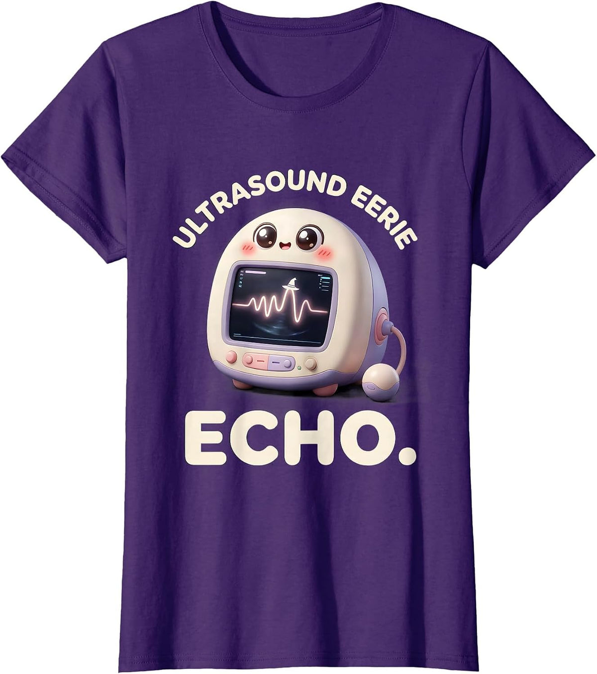 Women's Ultrasound Eerie Echo Cute Kawaii Halloween Radiology Tech T-Shirt - Purple
