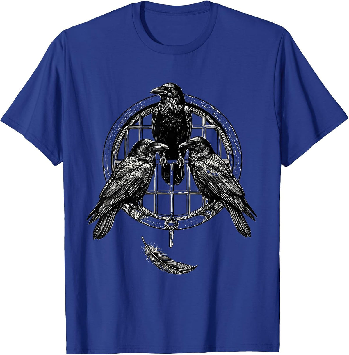 Men's Three Crows Murder Pun Gothic Bird Lover Humor T-Shirt - Royal Blue