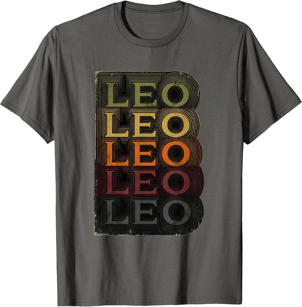 LEO Vintage Grunge Music Fan Typography T-Shirt - Asphalt Grey