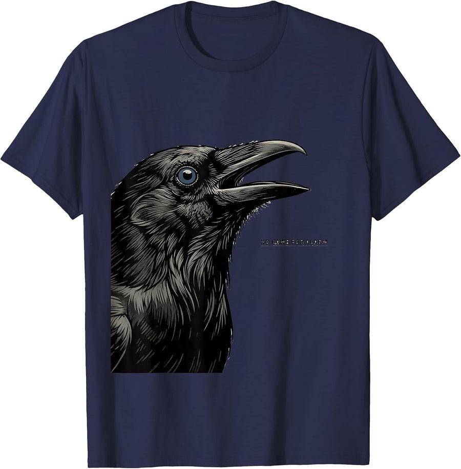 No Caws For Alarm Funny Crow Lover Bird Humor Gift T-Shirt - Navy Blue